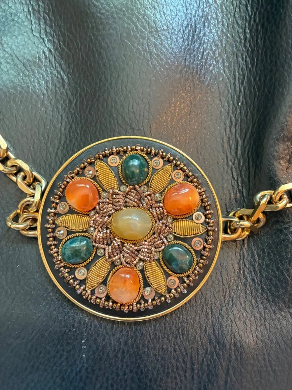 Fabulous Celine Paris Jeweled Medallion Chain Necklace - Vintage 1980s - Picture 2 of 6